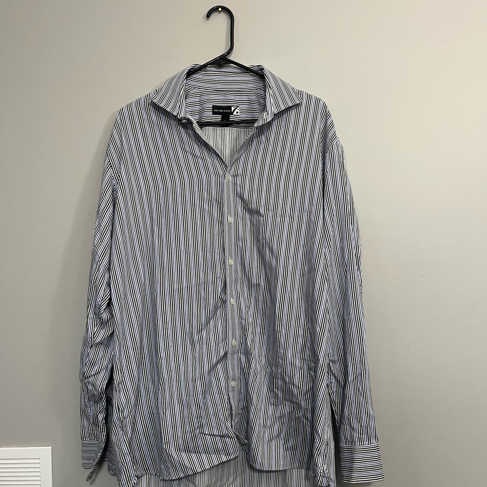 Saks‎ Fifth Avenue Black and White Striped Casual Shirt
